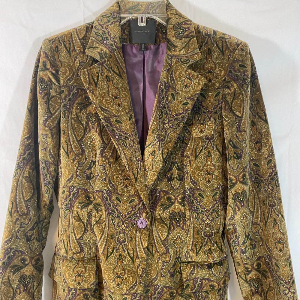 SOLD Bern And Mort Velour Single Breasted Brown Paisley Blazer NWOT - Picture 12 of 14